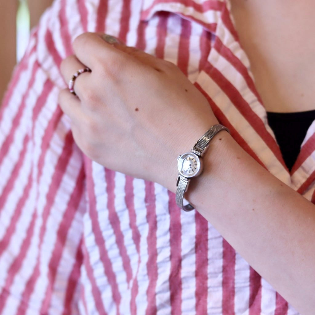 オメガ / OMEGA レディース時計【64】 カットガラス 8Pダイヤ 手巻き