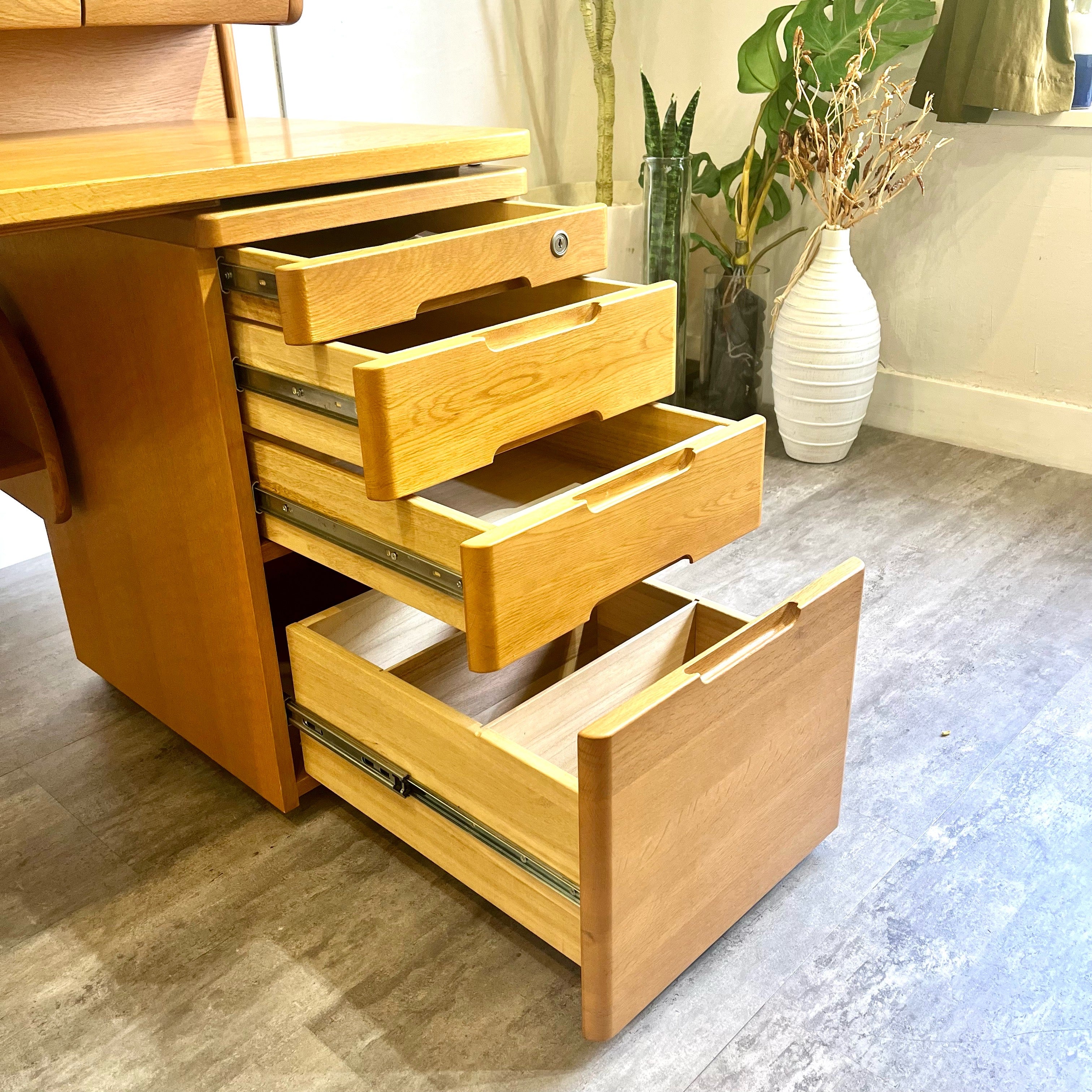 コスガ / KOSUGA 学習机 ナラ材 勉強机 デスク 小学生 組み換え ワゴン付き