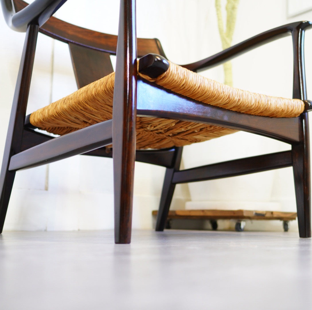 松本民芸家具 #77型 曲肘イス ラッシ編み ヴィンテージ 中古 ミズメザクラ