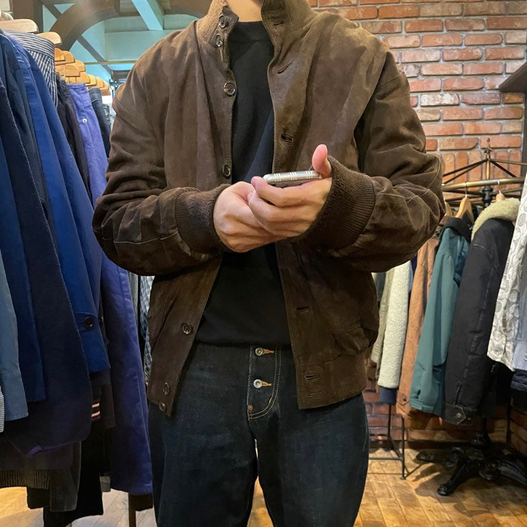 90sスペイン製Morlandsスエードレザージャケットブラウン短丈ブルゾン