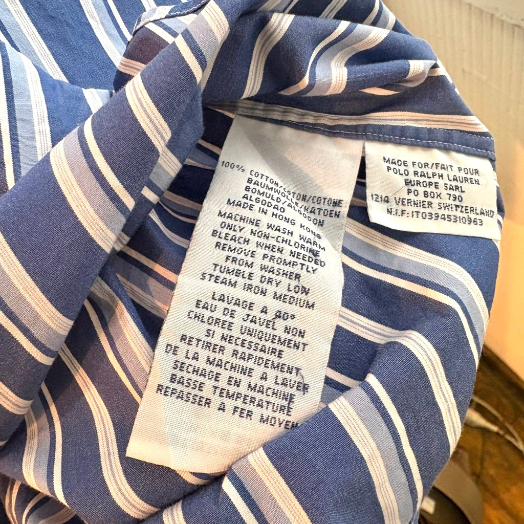 古着】90's ラルフローレン Ralph Lauren ブルー ストライプ シャツ