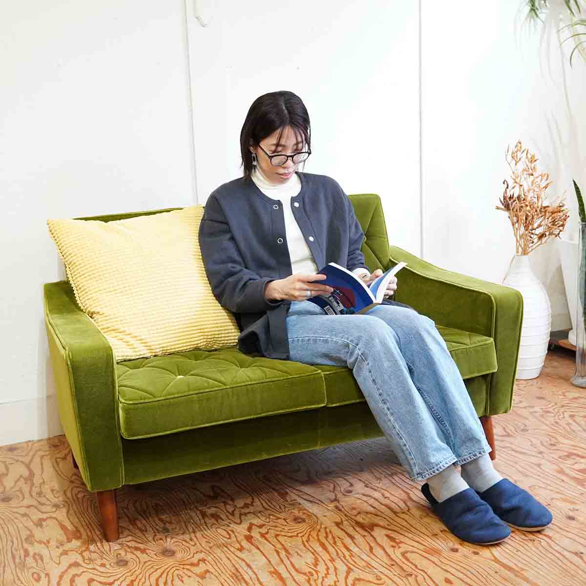 カリモク60 ロビーチェア 2シーター モケットグリーン 2P ソファ 緑