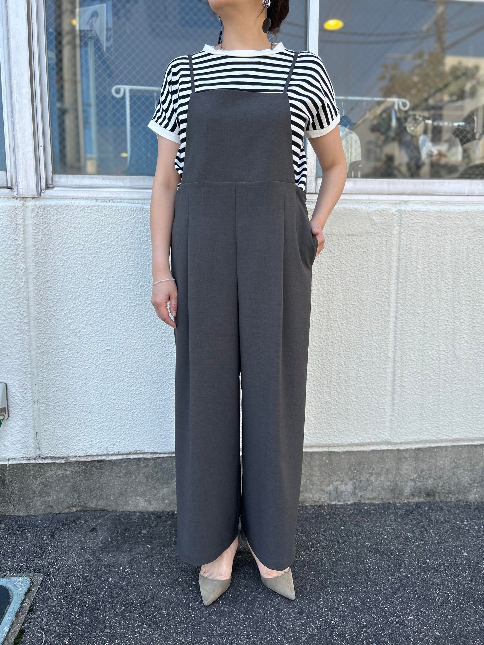 trois - ウェザーストレッチキャミサロペット グレー | ravii ONLINE STORE