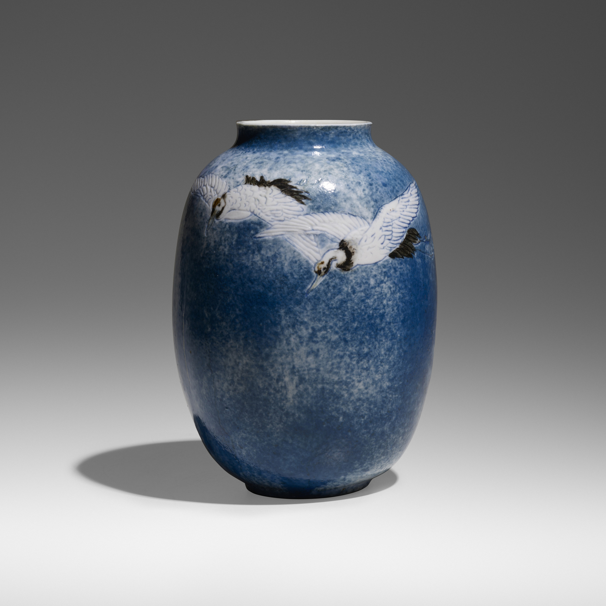 151: MARY LOUISE MCLAUGHLIN, Rare vase with flying cranes < Early