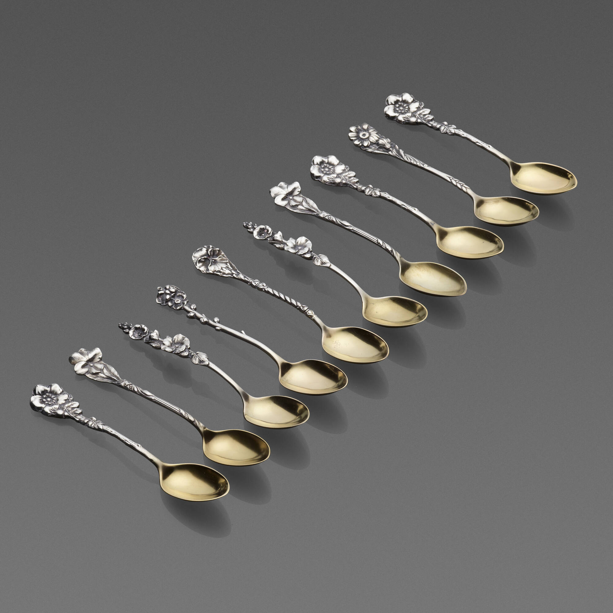 283: REED & BARTON, Collection of ten Harlequin demitasse spoons
