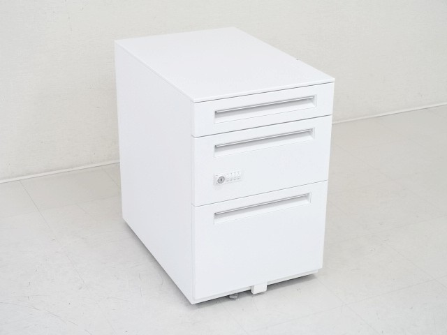 中古｜内田洋行｜スカエナ｜3段ワゴン（固定方式ダイヤル錠タイプ