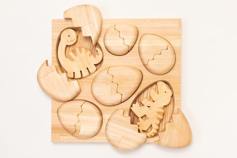 楽天市場】【木のおもちゃ かくれんぼパズル きょうりゅう】 名入れ