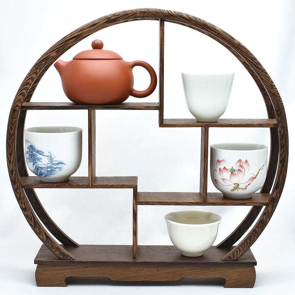 楽天市場】中国式飾り棚・圓形博古架（鶏翅木・小） : 天香茶行