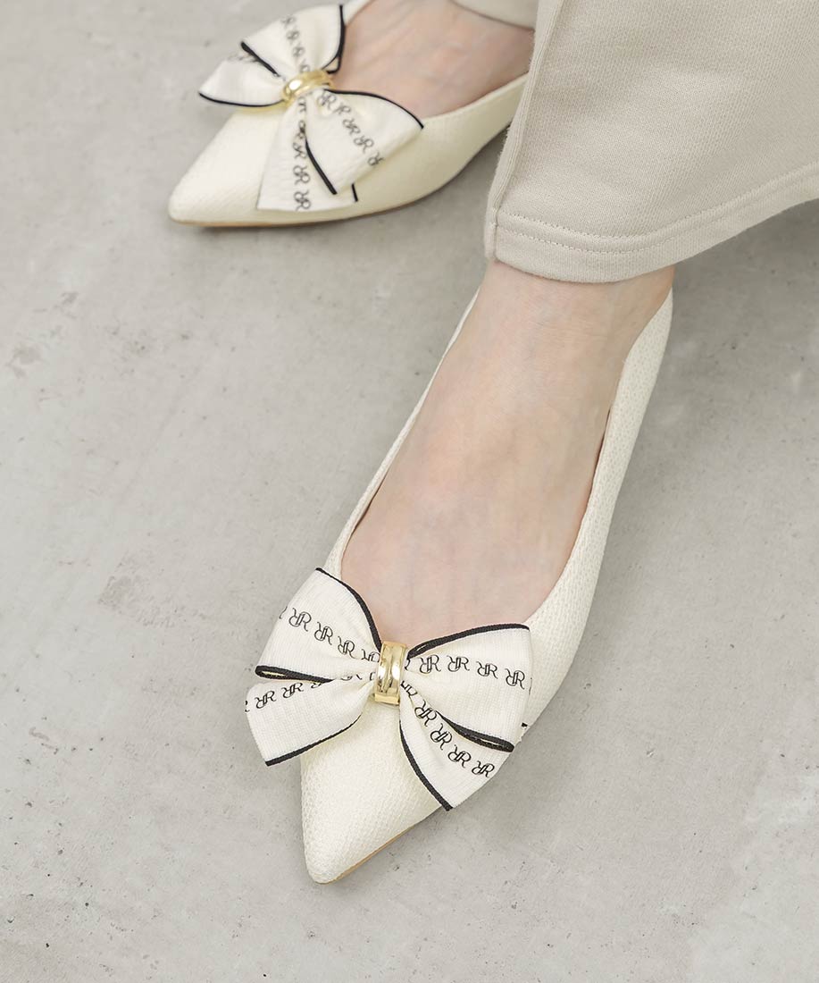 3E幅広 2WAY リボンキャンバスフラットパンプスRANDA公式サイト