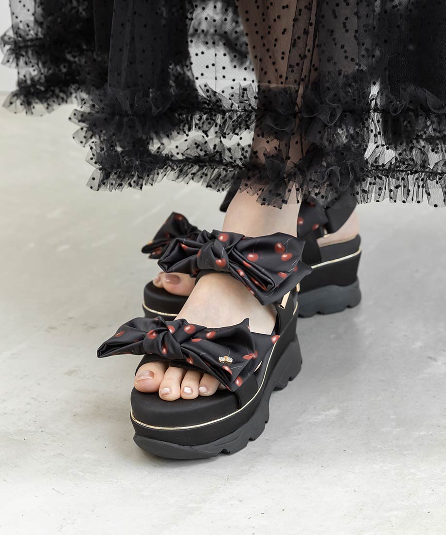 Cherry＆Strawberry】チェリープリントリボンスポーツサンダルRANDA