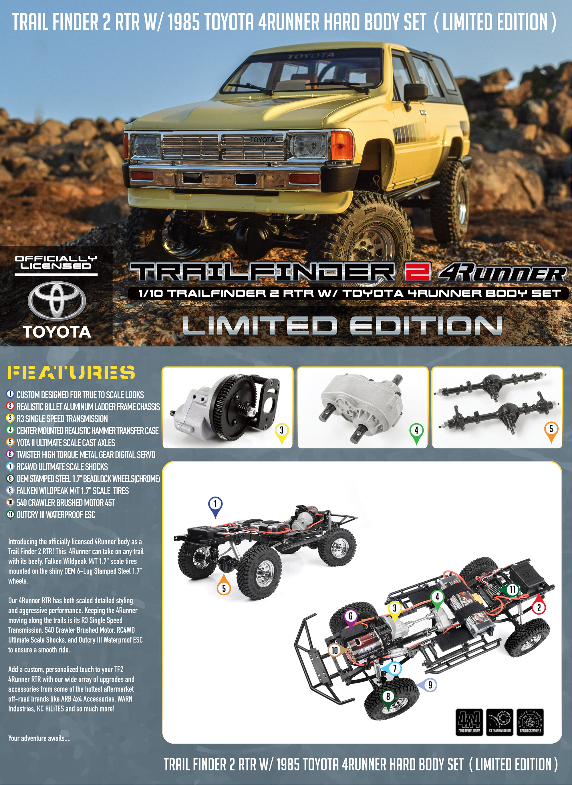 RC4WD Trail Finder 2 RTR w/ 1985 4Runner Hard Body Set