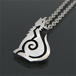 ホピ族 Loren Sakeva Qumawunu コヨーテ オーバーレイ ネックレス