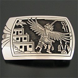 ホピ族 Ronald Wadsworth イーグルダンサー オーバーレイ バックル