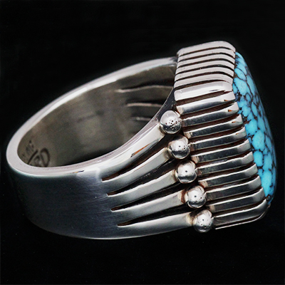 ナバホ族 Howard Nelson キングマン ターコイズ 長方形 リング 12号