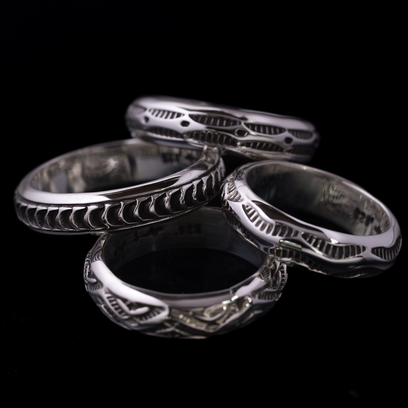 ナバホ族 Lyle Secatero #4ハーフラウンド ライトニング リング 17号