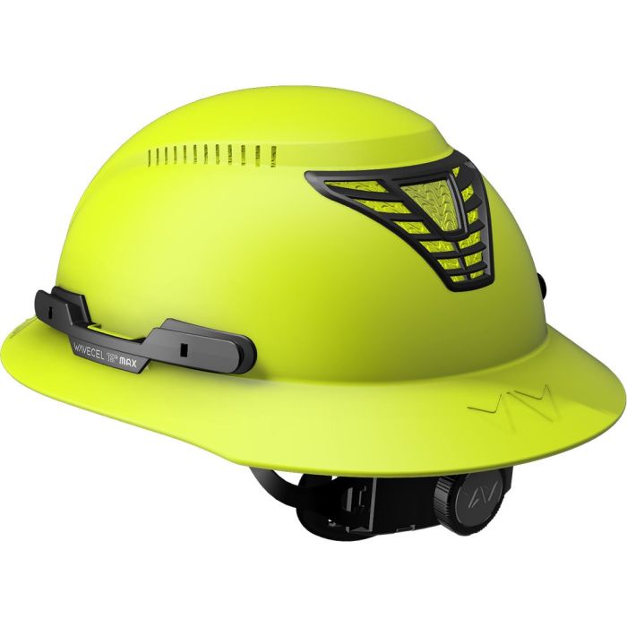 WaveCel T2+ MAX Full Brim Vented Hard Hat with Chin Strap - Hi-Viz