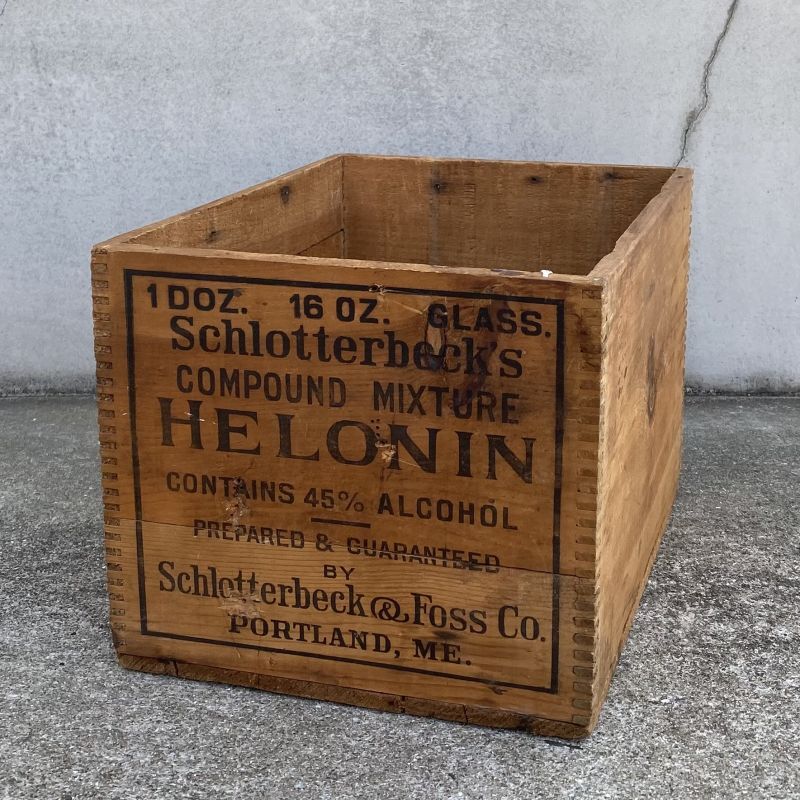 VINTAGE ANTIQUE WOOD CRATE WOODEN BOX HELONIN ヴィンテージ