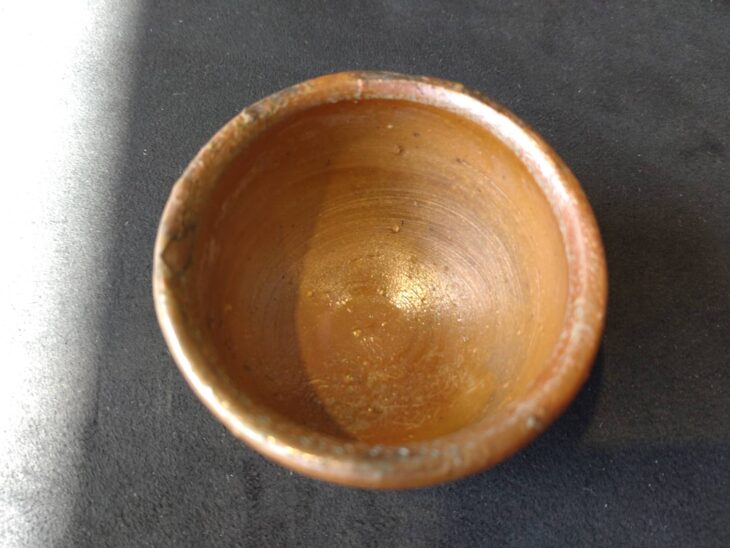 備前 藤原雄 緋襷 酒杯 ぐい呑 盃 酒器 共箱 人間国宝 Ch7535 藤原