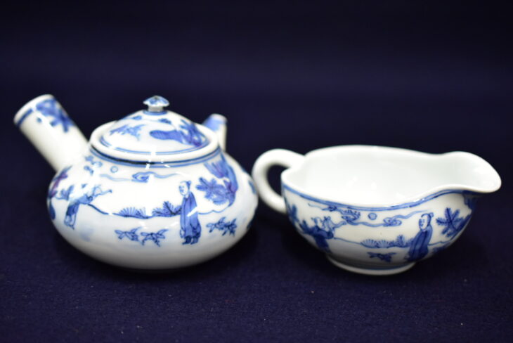 川瀬竹春『染付花鳥図 煎茶器』 ｜骨董品買取 緑和堂