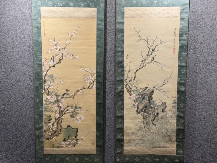 藤堂凌雲 『花鳥画 双幅』 ｜骨董品買取 緑和堂