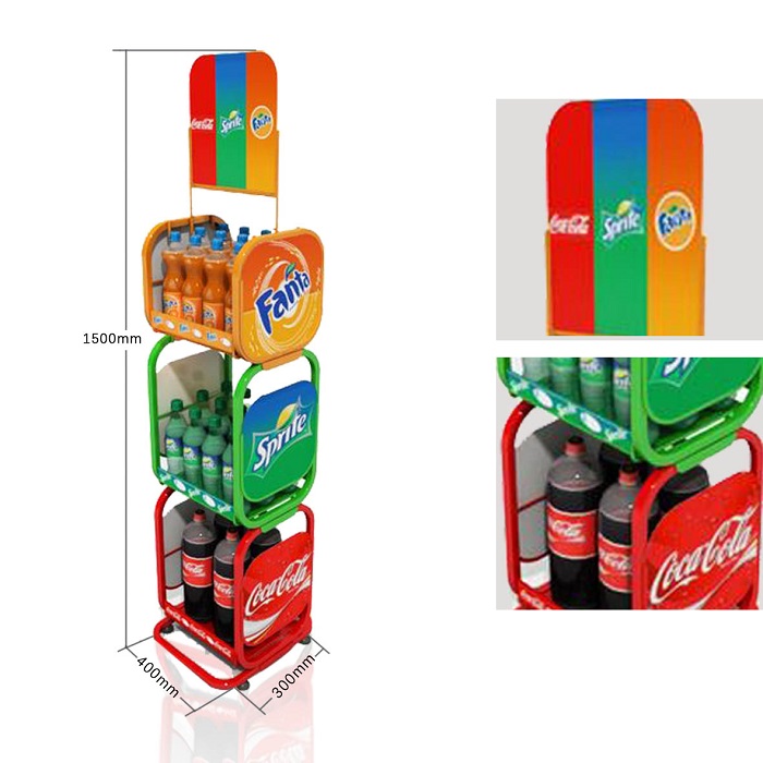 店舗用コカコーラ用金属製フロアスタンドディスプレイ棚ラック - WOW