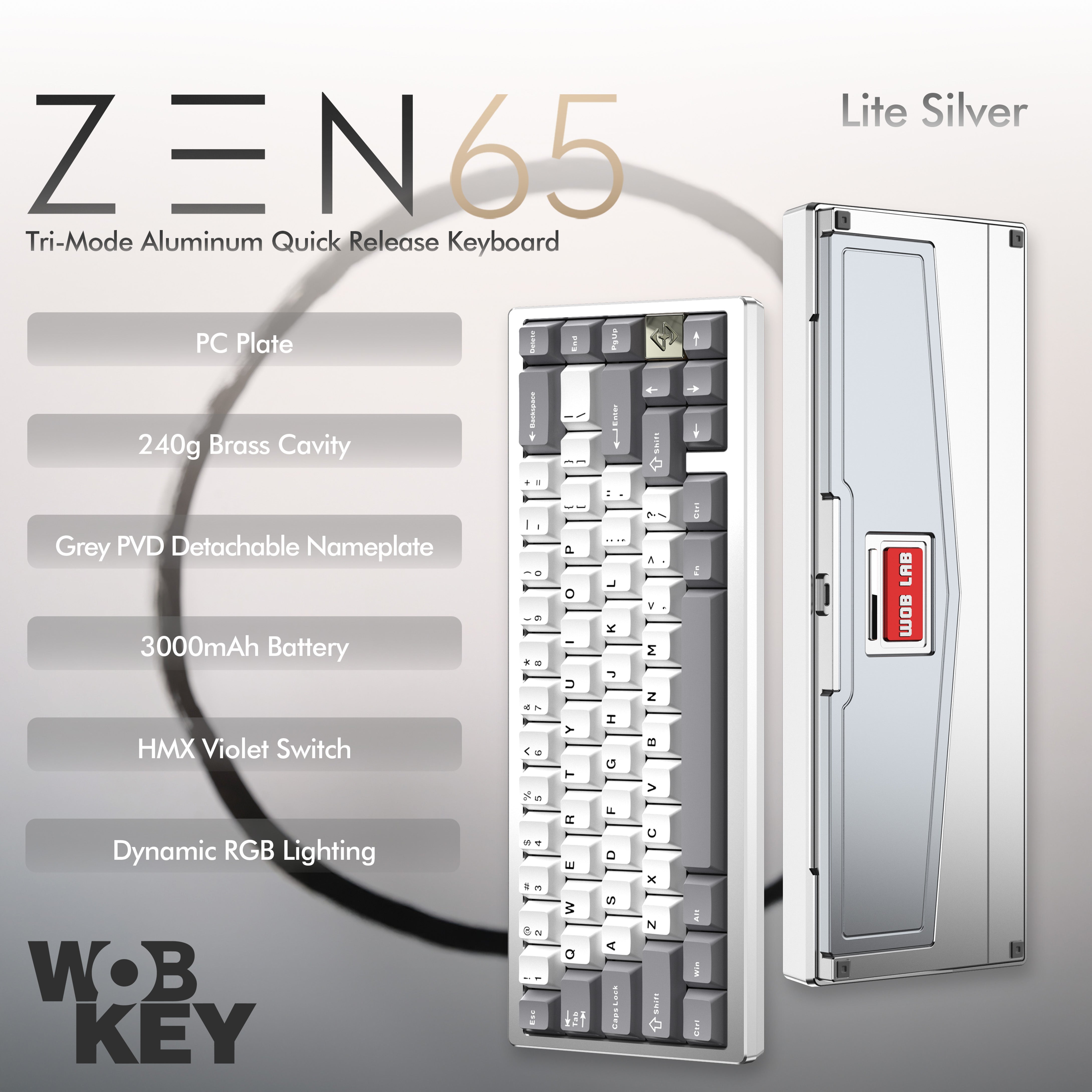 WOBKEY Zen 65 Quick Release Tri-Mode Mechanical Keyboard