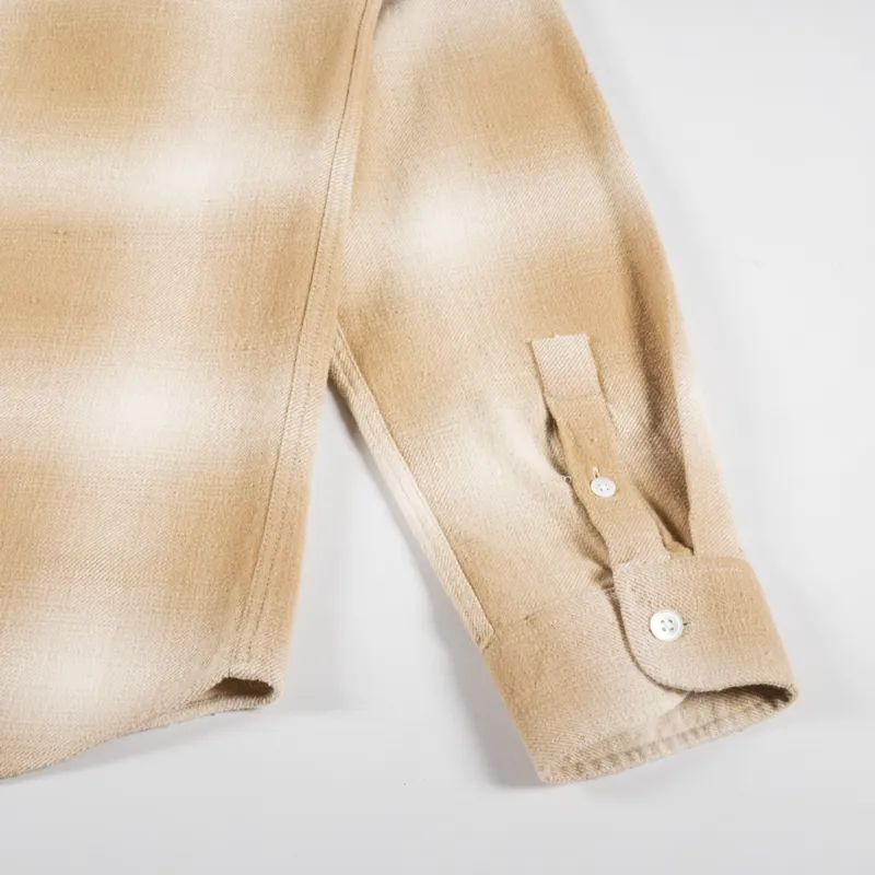 Stussy Mens Long Sleeve Bay Plaid Shirt Tan Brown