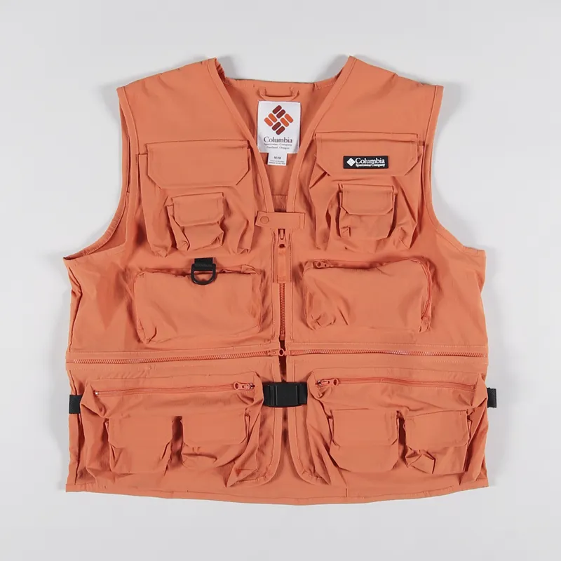 Columbia Mens Fishing Field Creek Gilet Big Horn Vest Orange