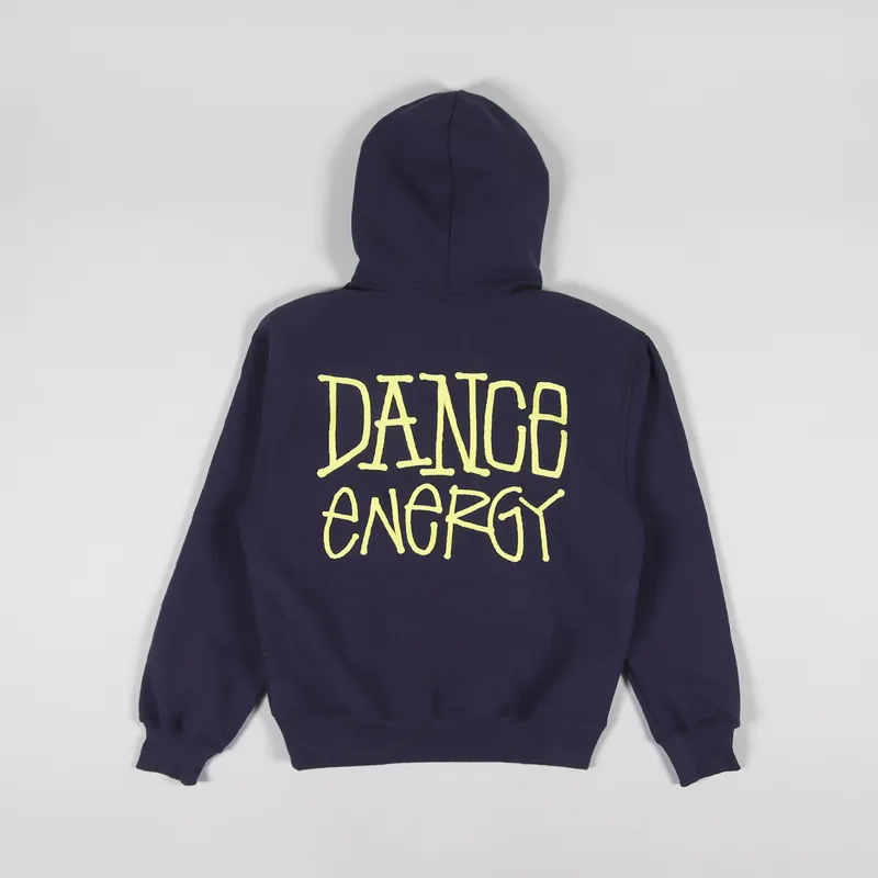 Stussy Mens Dance Energy Logo Pullover Hoodie Navy Blue