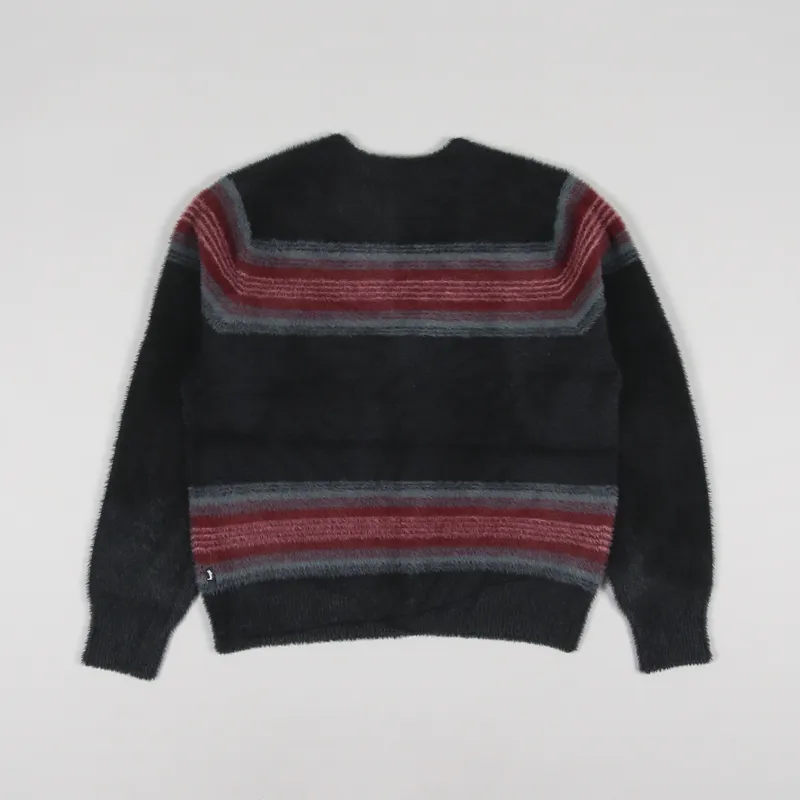 Stussy Mens Stripe Shaggy Cardigan Black