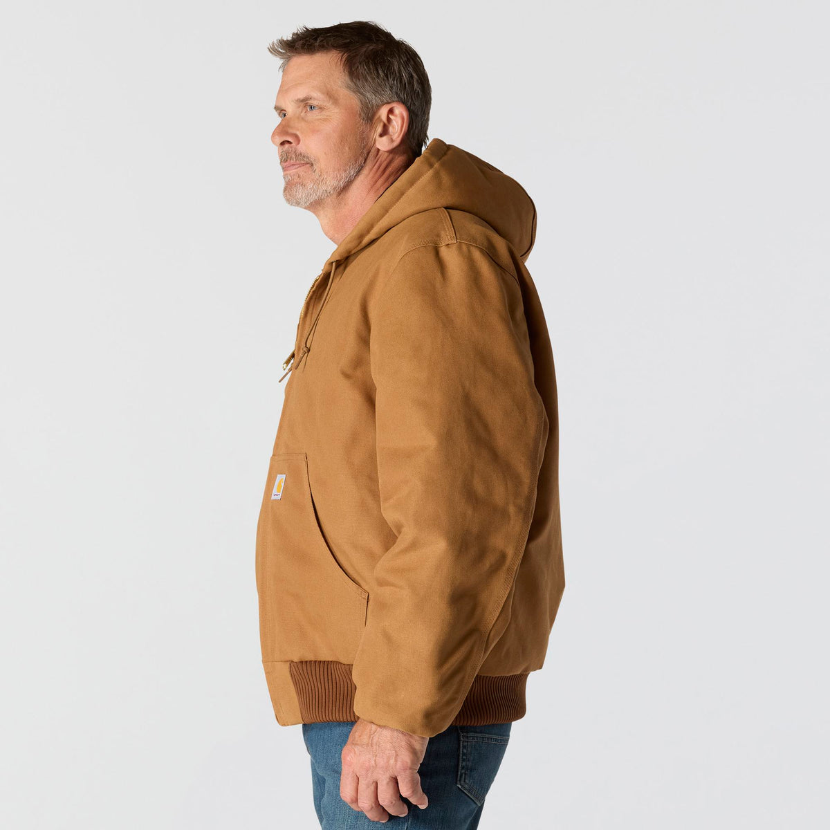 Carhartt Men's Flannel Lined Firm Duck Zip Hooded Active Jacket