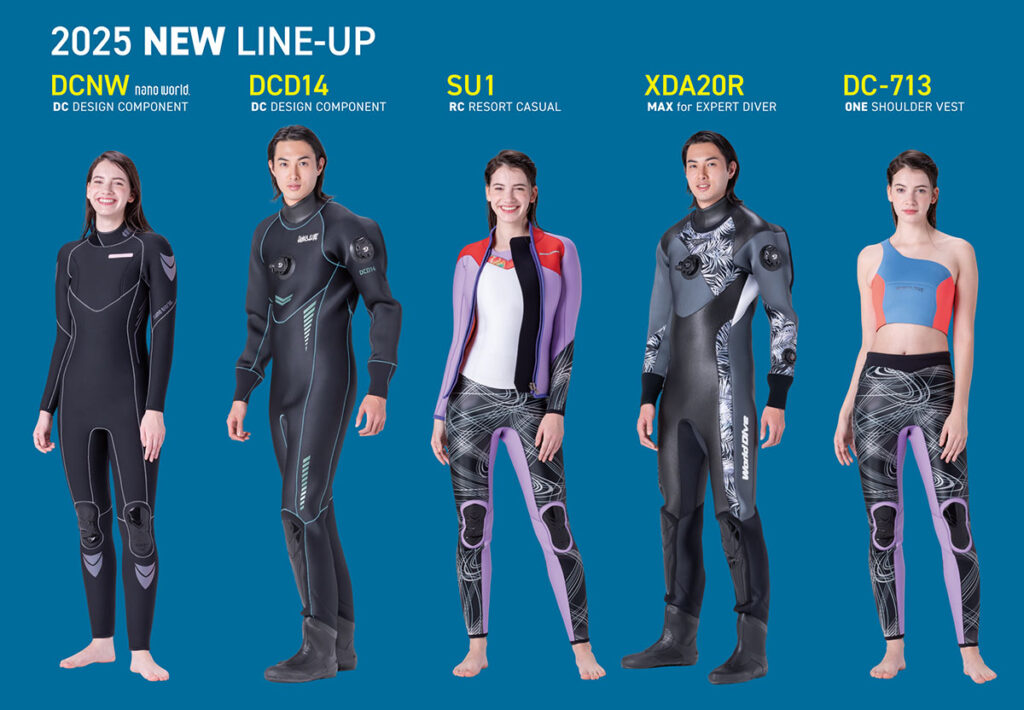 3月1日より2025年度のウエット& ドライスーツを発売開始しました