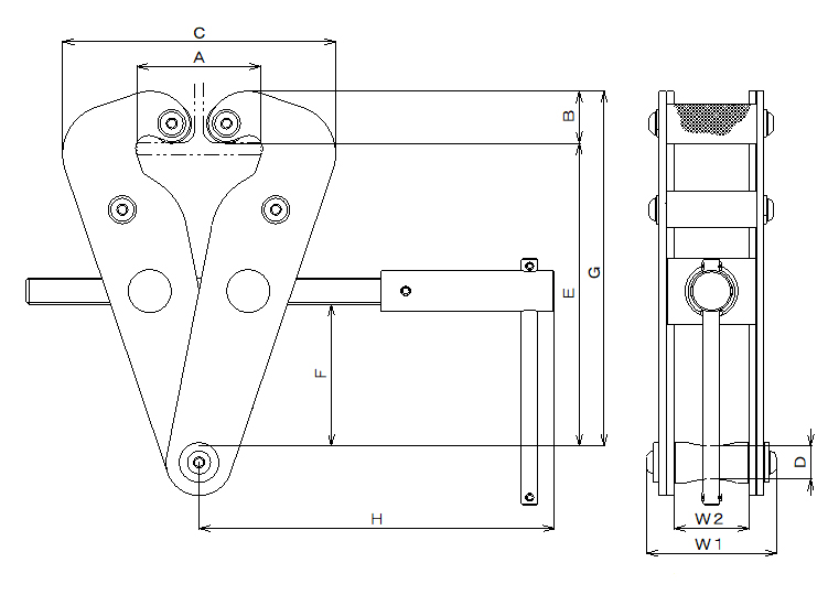 H形鋼I形鋼両用ハンガークランプ2TON/M790HC-2TON/測定/包装/物流/専門