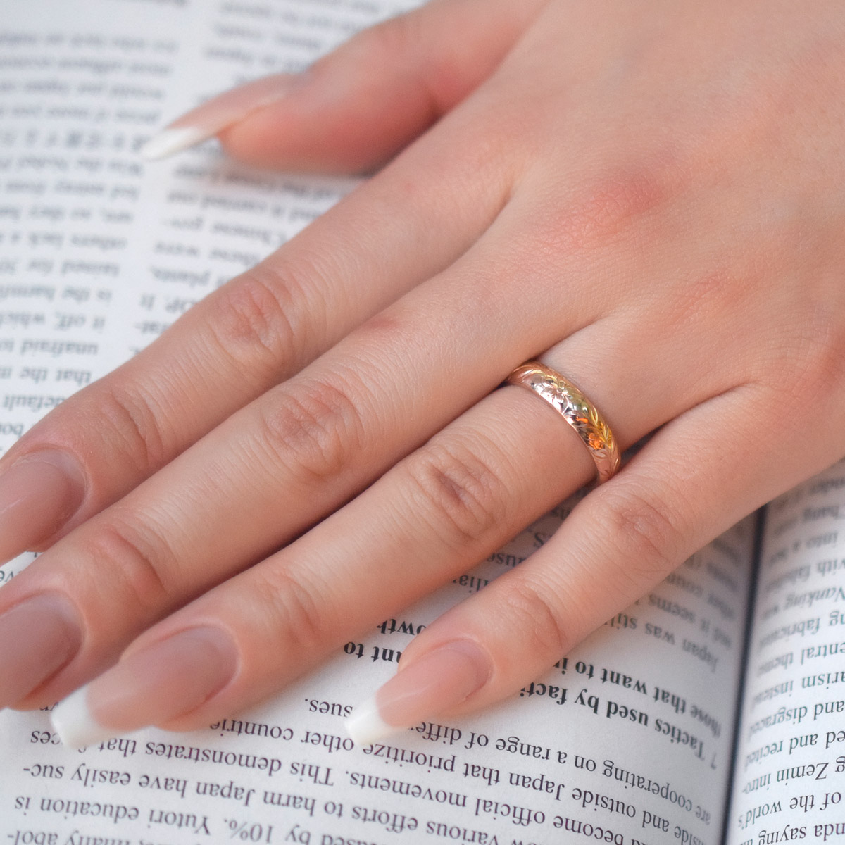 プレミアム鍛造製法リング】K14 ゴールド 幅4mm《 シングル / バレル