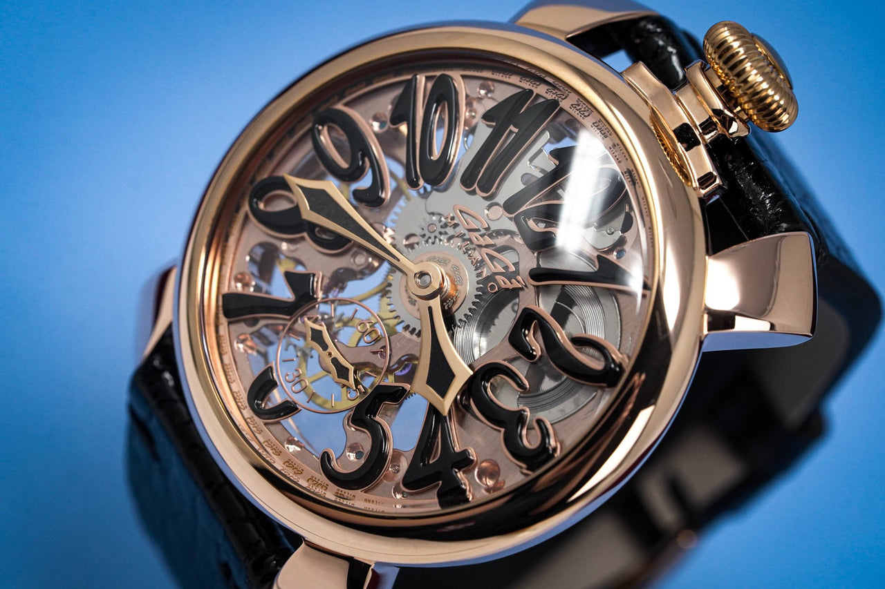 GaGà Milano Watch Skeleton 48MM Rose Gold Black – Watches & Crystals