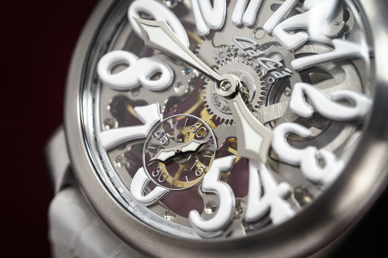 GaGà Milano Watch Skeleton 48MM Satin White – Watches & Crystals