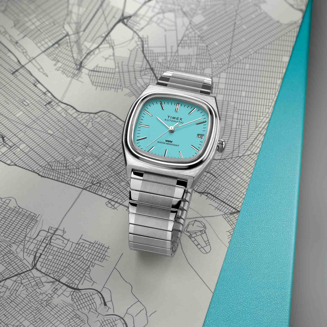 Timex 1983 E-Line Reissue Automatic 34mm Blue | Watches.com