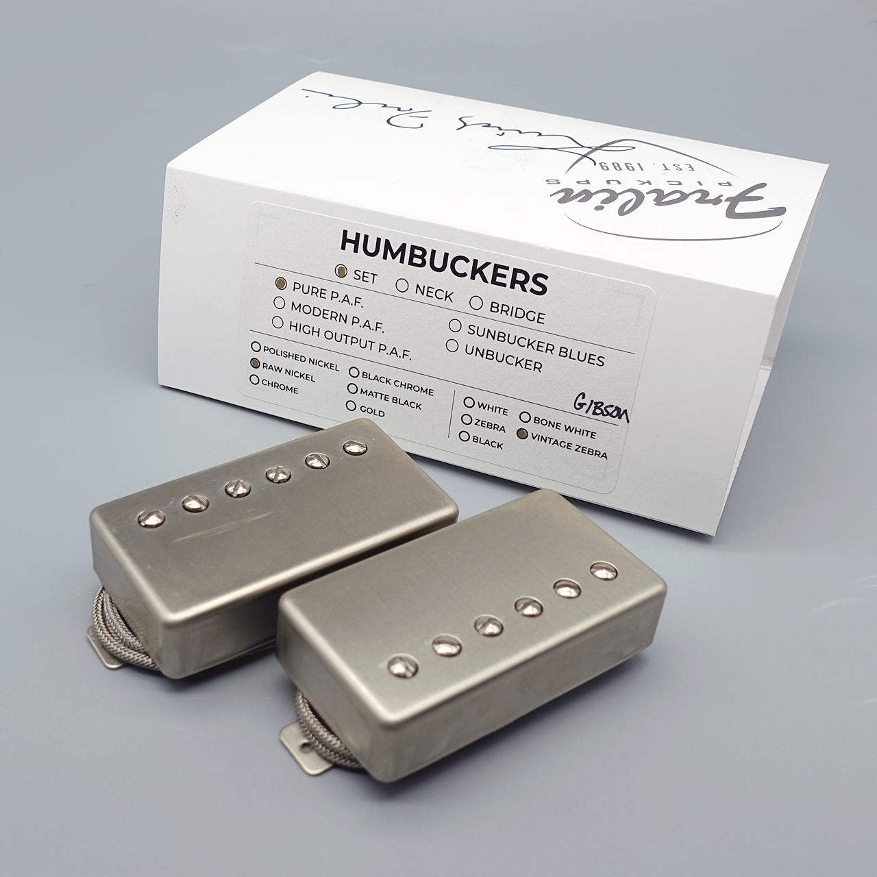 Lindy Fralin Pure P.A.F. Humbucker Pickup Set / Raw Nickel Cover