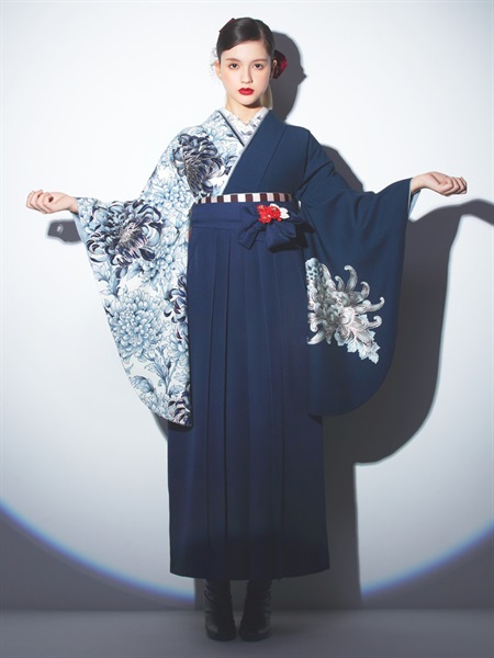 袴 レンタル 卒業式 大学生 乱菊 紺【和風館ICHI】