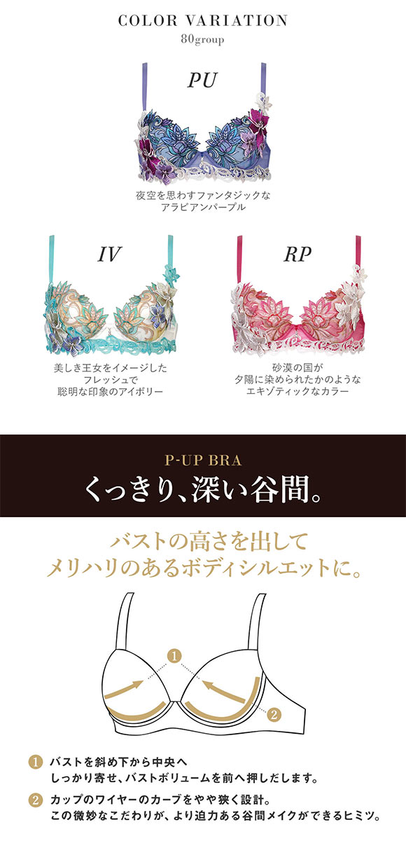 ワコール サルート 80グループ 80G P-UP ブラジャー DEF プッシュ