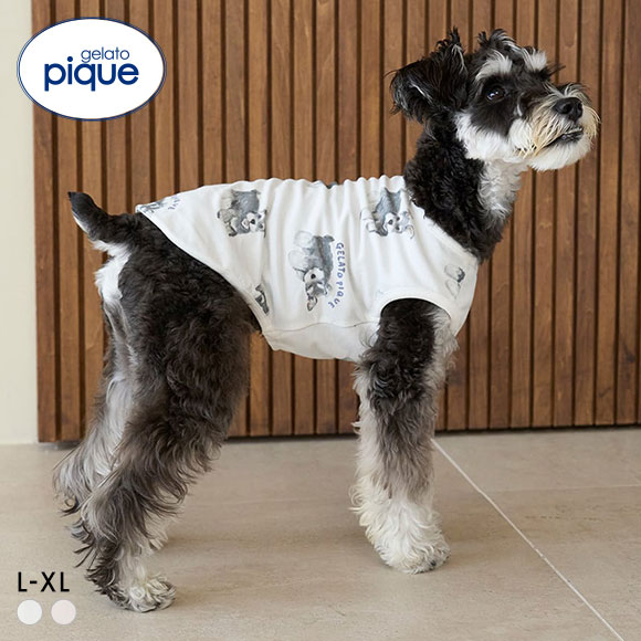 ジェラートピケ CAT&DOG シュナウザー柄カットソープルオーバー