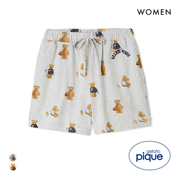 ジェラートピケ レディース スポーティーベア総柄ショートパンツ