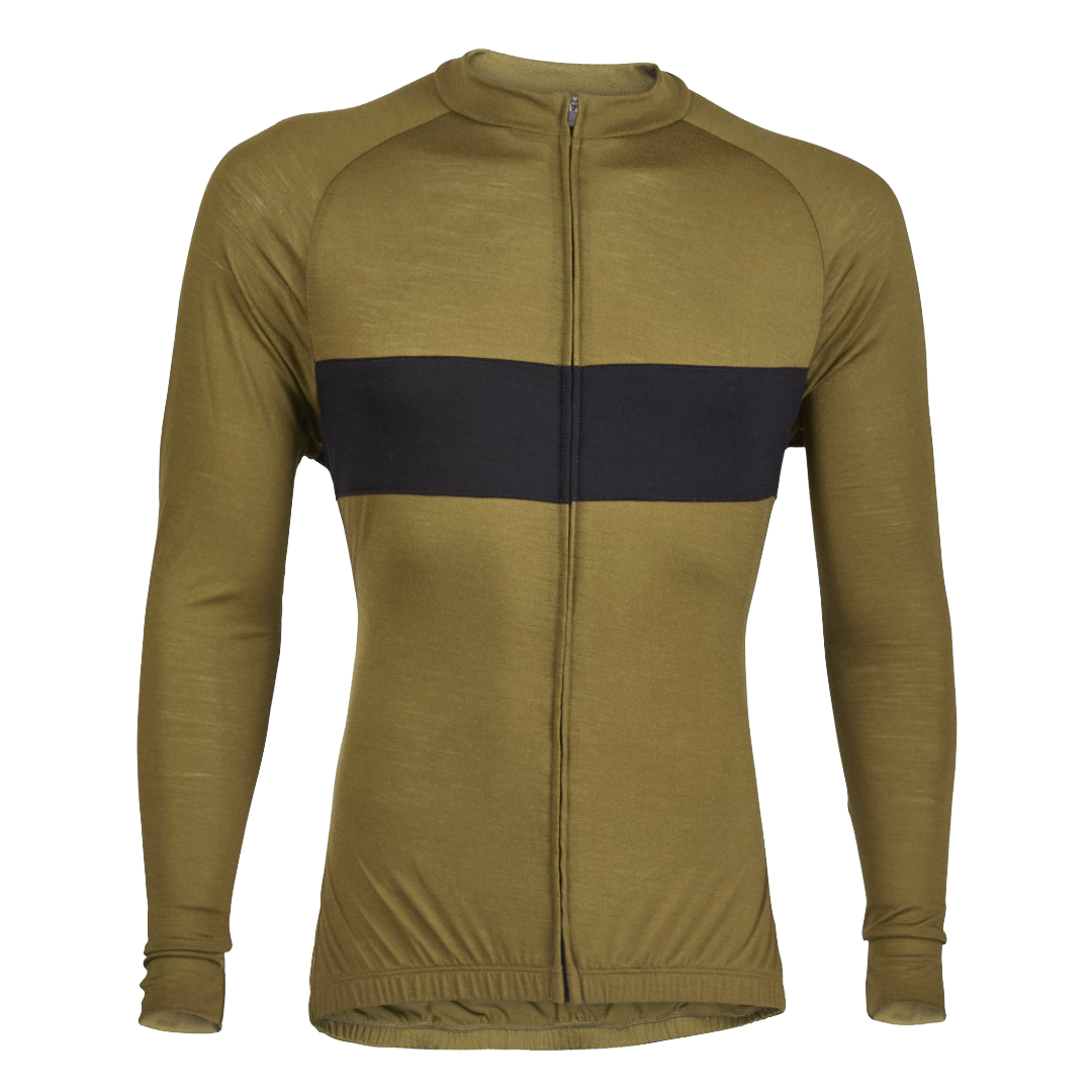 Army Olive/Black Merino Wool Jersey - Long Sleeve – Walz Caps
