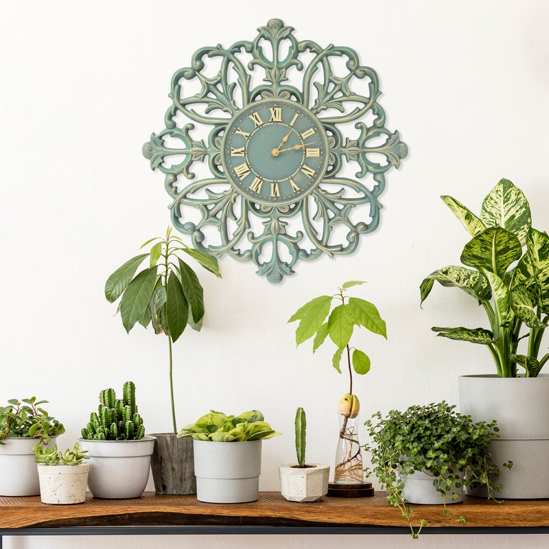 Filigree Silhouette 21″ Indoor Outdoor Wall Clock – Whitehall Products