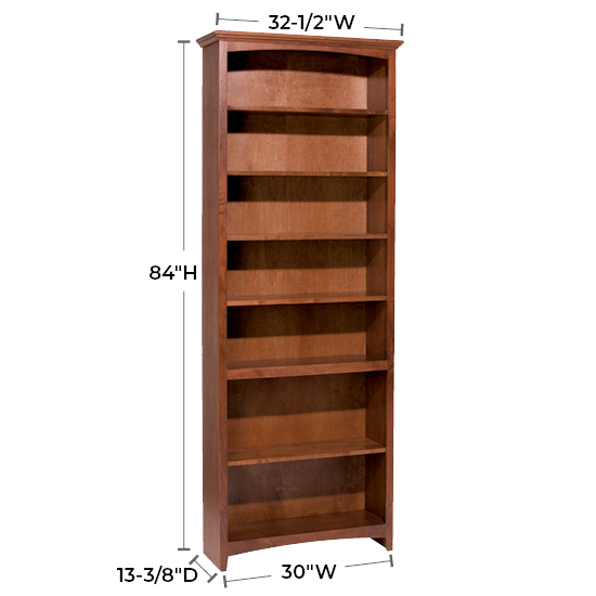 1536 McKenzie 30″W x 84″H Bookcase – Whittier Wood Furniture