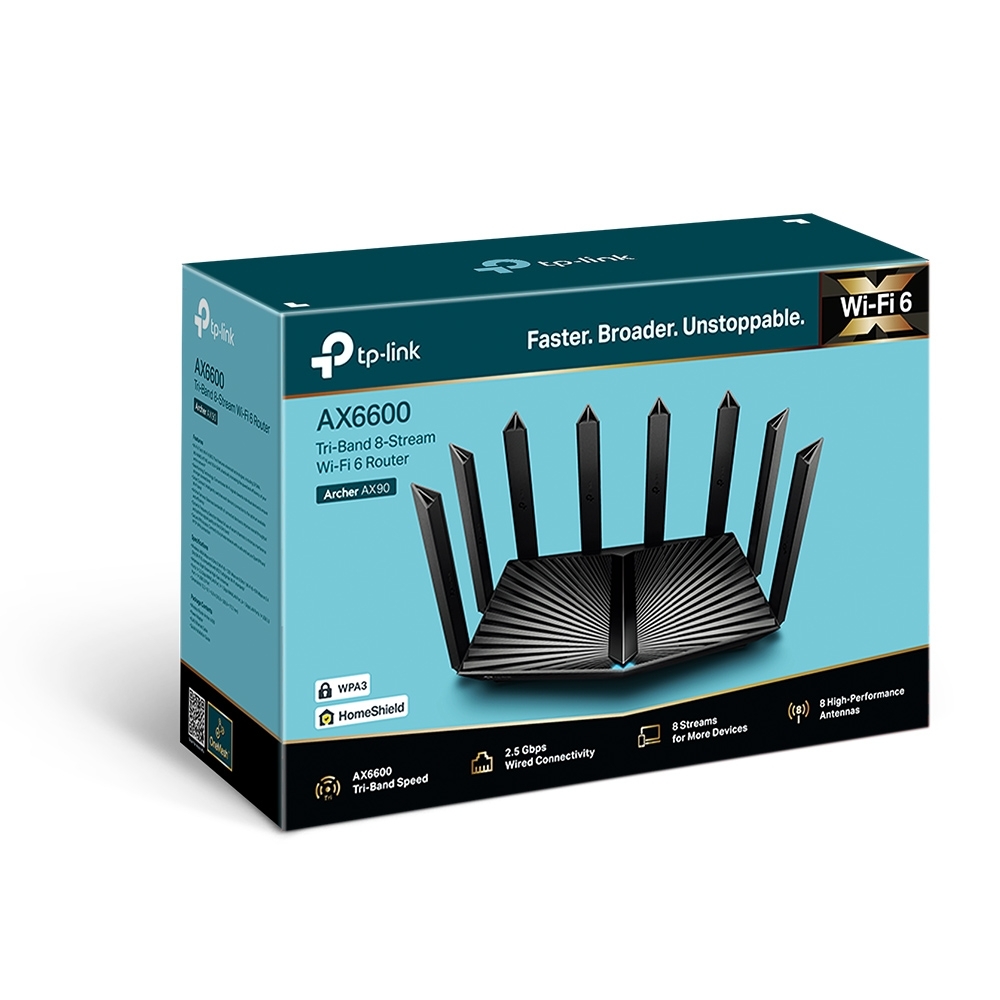 TP-LINK AX6600 Tri-Band Gigabit Wi-Fi 6 Router, Archer AX90