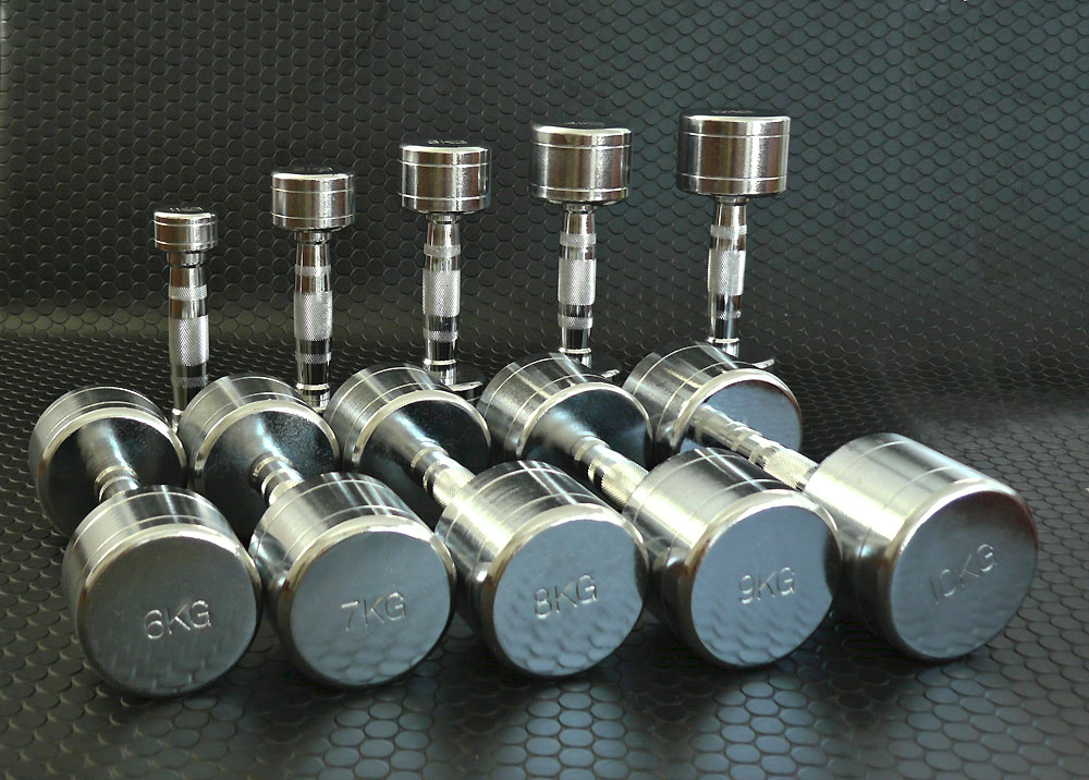 固定式クロームダンベル | ダンベル 筋トレ クローム メタリック 三頭