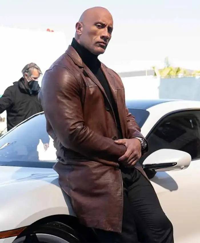 Dwayne Johnson Red Notice Brown Leather Coat | William Jacket