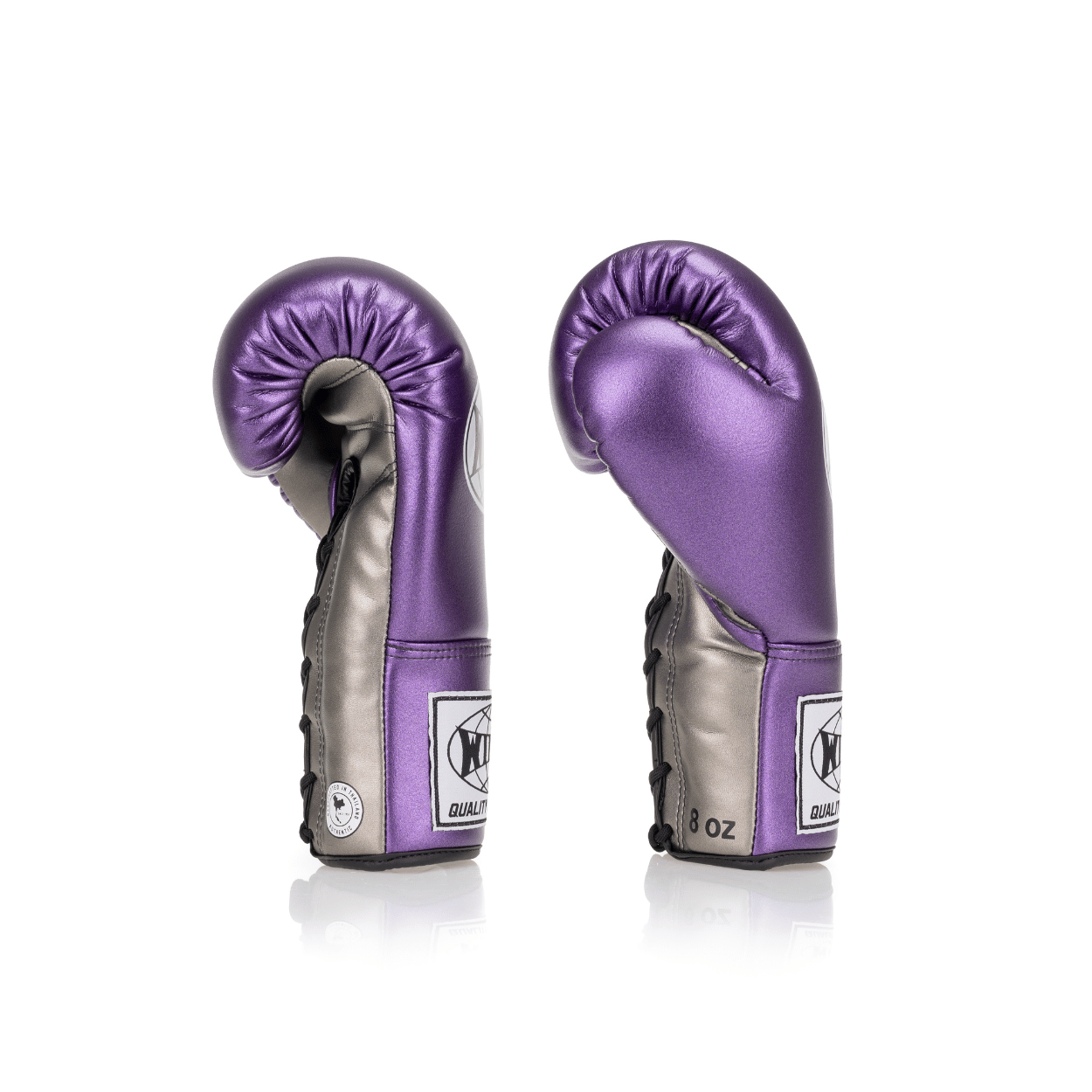 Competition Lace-Up Boxing Glove - Metallic Purple/Silver | Windy