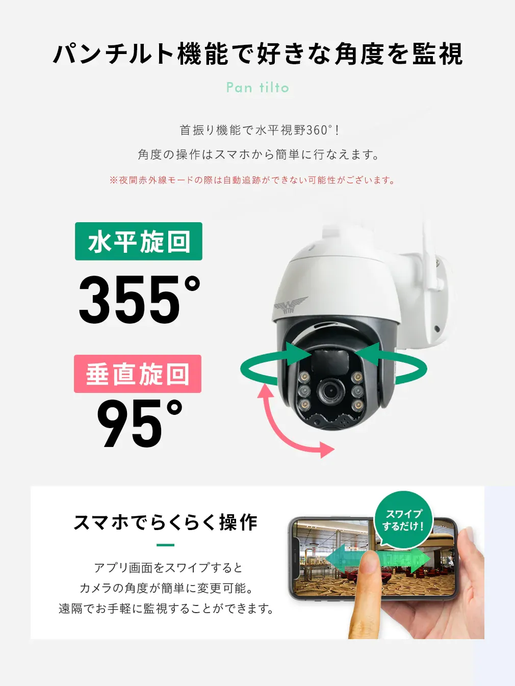 防犯カメラ ソーラー WIFI PTZ 防犯灯カメラ ゴマちゃんQ Plus WTW